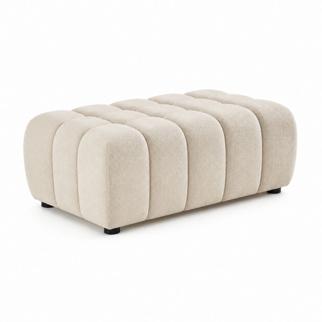 Fußhocker Beige aus Polyester-Bouclé rechteckig 100 x 60 x 45 cm