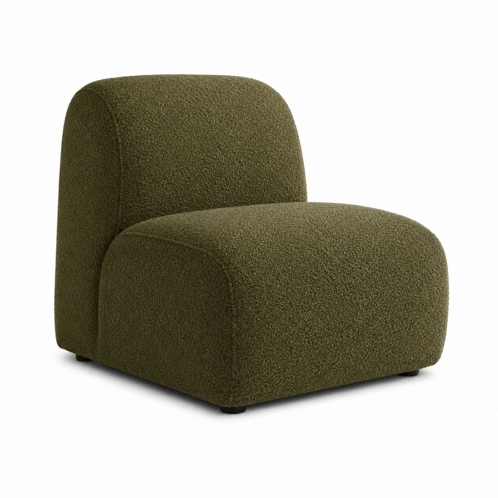 Polstersessel Olivgrün mit Bouclé-Polyesterbezug 76 x 80 x 78 cm