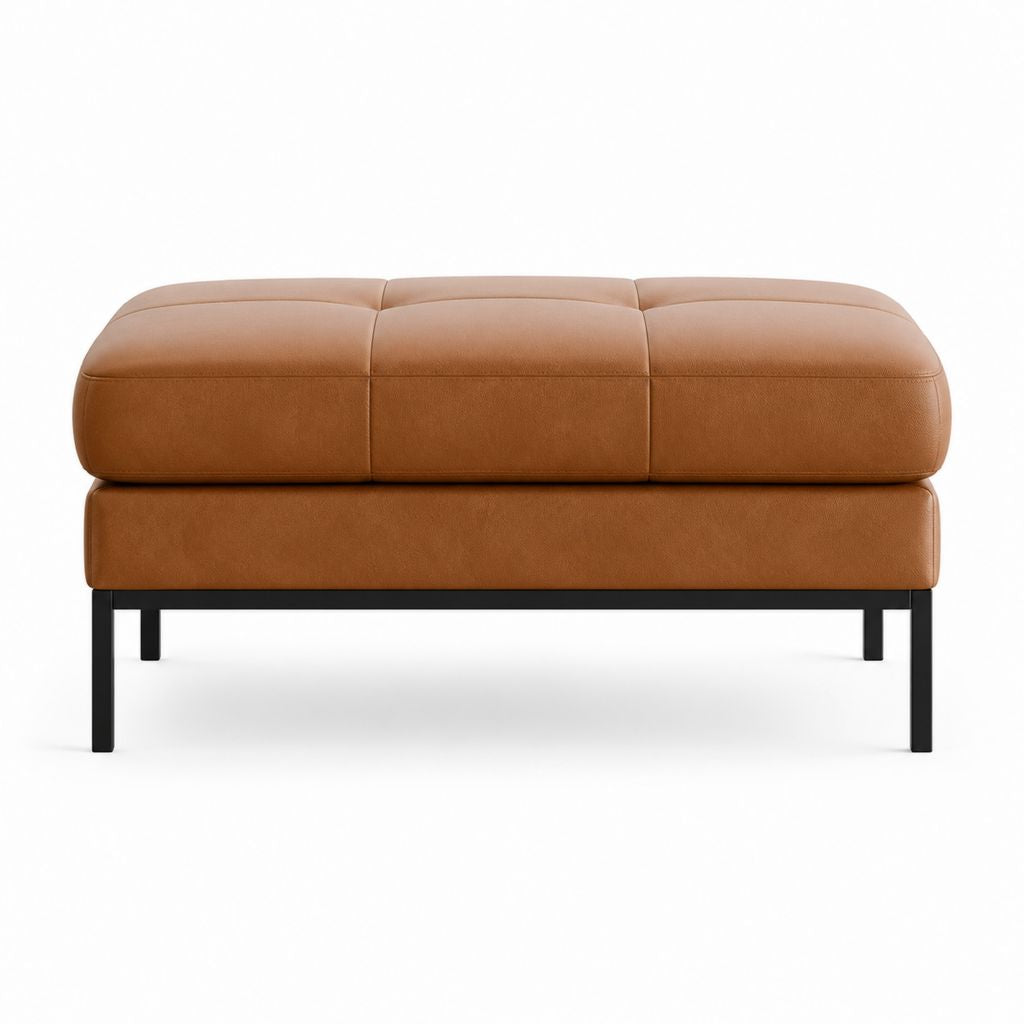 Fußhocker Cognac Polyester-Mikrofaser rechteckig 100 x 70 x 45 cm