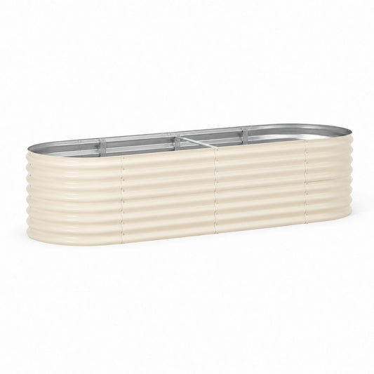 Hochbeet Oval Creme aus verzinktem Stahl 240 x 90 x 60 cm