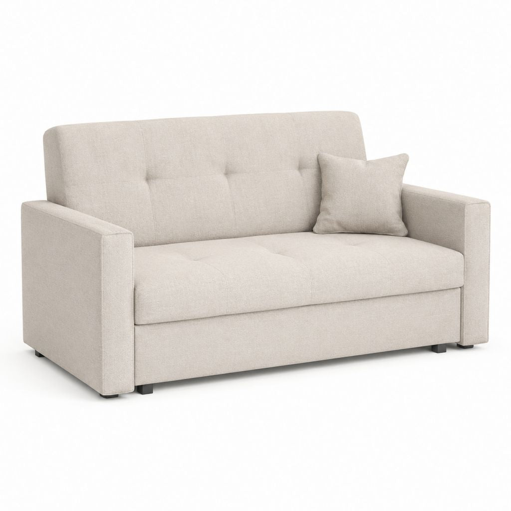 2-Sitzer Sofa Beige mit Polyesterbezug rechteckig 160 x 90 x 85 cm