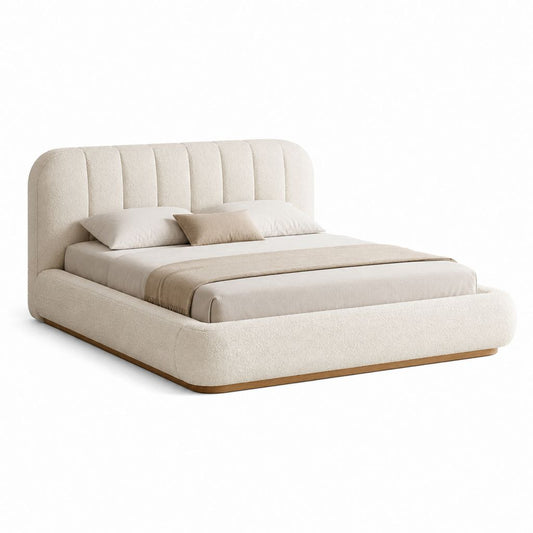 Stauraumbett Polsterbett Creme Polyester rechteckig 180 x 200 cm