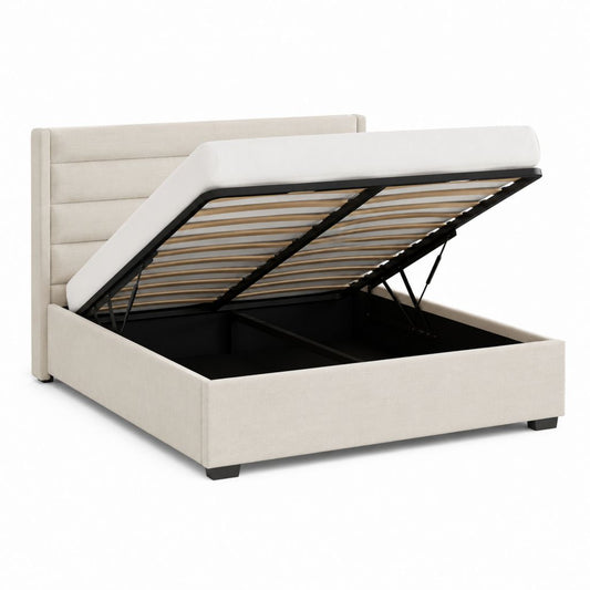 Stauraumbett Polsterbett Beige Polyester Rechteckig 160 x 200 cm