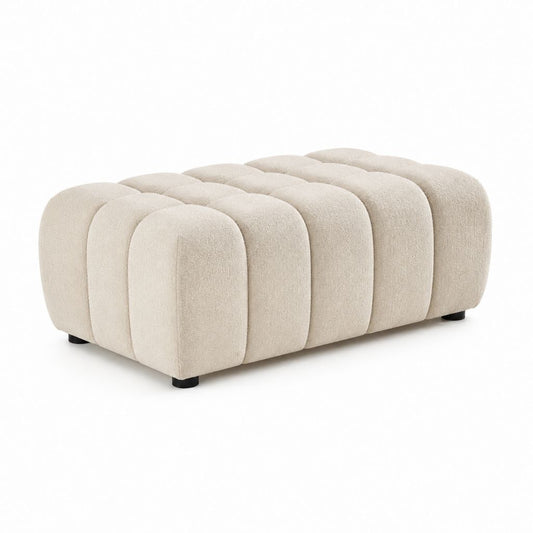 Fußhocker Beige aus Polyester-Bouclé rechteckig 100 x 60 x 45 cm