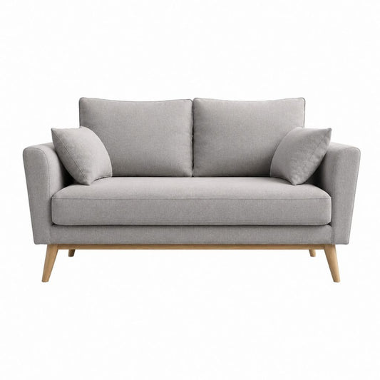 2-Sitzer Sofa Grau mit Polyesterbezug Massivholzfüßen gerade 160 x 85 x 82 cm