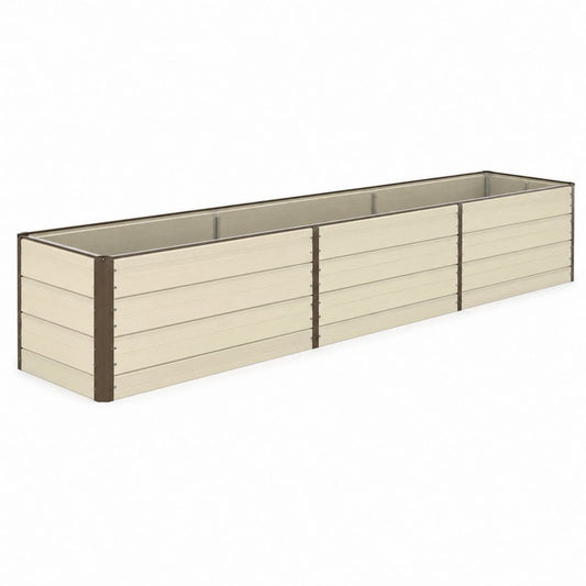 Hochbeet rechteckig Beige aus WPC und Stahl 240 x 80 x 77 cm