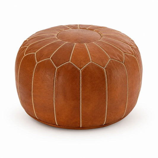 Sitzhocker Pouf Braun aus PU-Kunstleder rund Ø 50 cm Höhe 35 cm