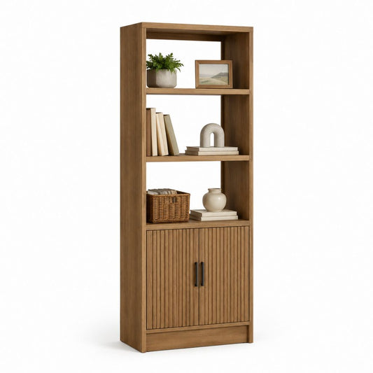 Bücherregal mit Schrank Walnussbraun Spanplatte Rechteckig 80 x 35 x 180 cm