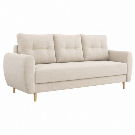 3-Sitzer Sofa Beige Polyester Rechteckig 198 x 85 x 88 cm