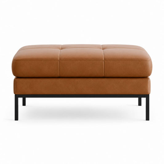 Fußhocker Cognac Polyester-Mikrofaser rechteckig 100 x 70 x 45 cm
