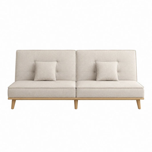 2-Sitzer Sofa Beige Polyester Rechteckig 160 x 80 x 85 cm